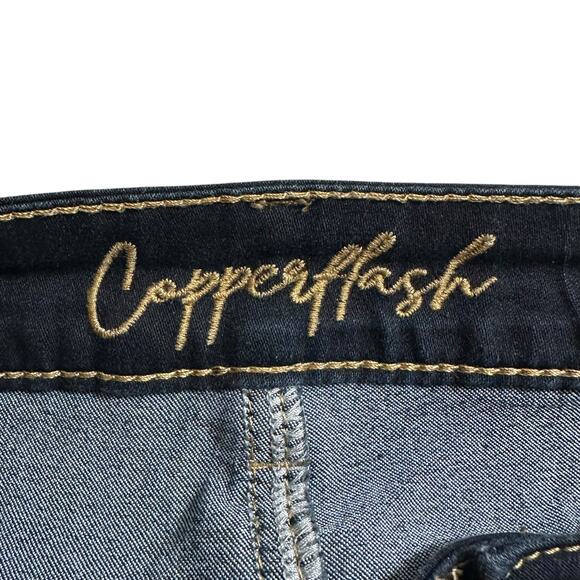 Copper Flash Plus Size High Rise Flare Jeans Dark Wash 18W Dark Wash Casual Y2K - Picture 7 of 9